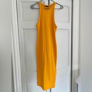 NEW! Zara fitted ribbed orange bodycon dress